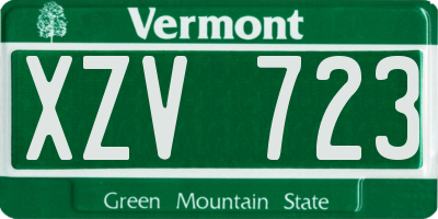VT license plate XZV723