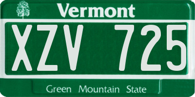 VT license plate XZV725