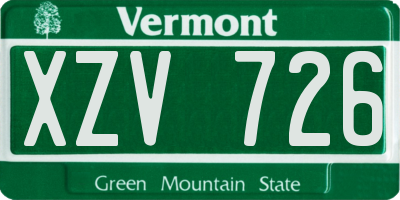 VT license plate XZV726