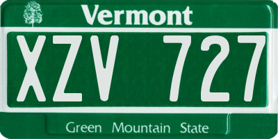 VT license plate XZV727