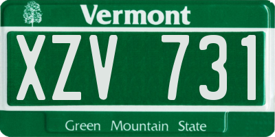 VT license plate XZV731