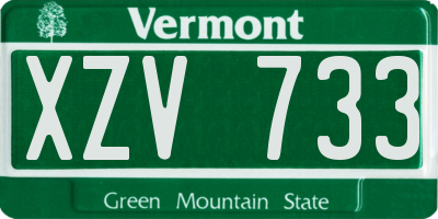 VT license plate XZV733