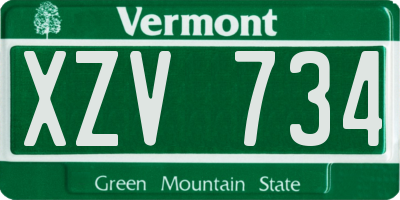 VT license plate XZV734