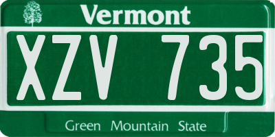 VT license plate XZV735