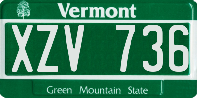 VT license plate XZV736
