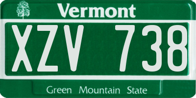 VT license plate XZV738