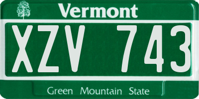 VT license plate XZV743