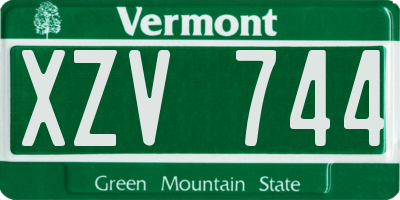 VT license plate XZV744
