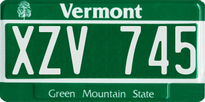 VT license plate XZV745