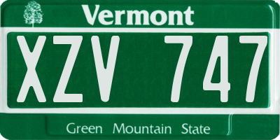 VT license plate XZV747