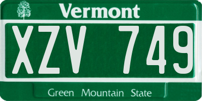 VT license plate XZV749
