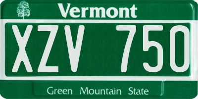 VT license plate XZV750