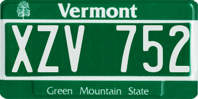 VT license plate XZV752