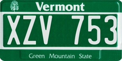 VT license plate XZV753