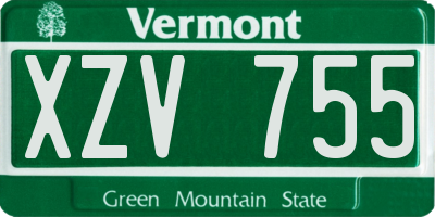 VT license plate XZV755