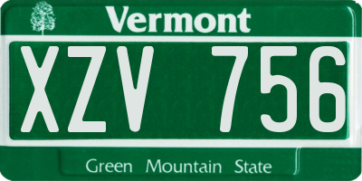VT license plate XZV756