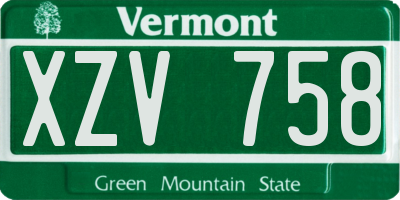 VT license plate XZV758