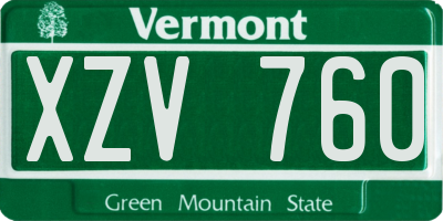 VT license plate XZV760