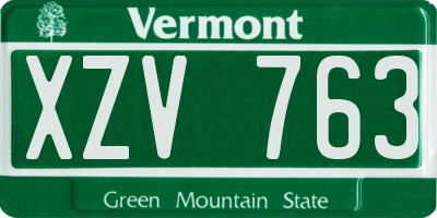 VT license plate XZV763