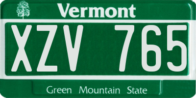 VT license plate XZV765