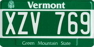 VT license plate XZV769