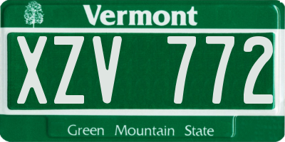 VT license plate XZV772