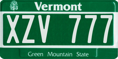 VT license plate XZV777