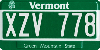 VT license plate XZV778