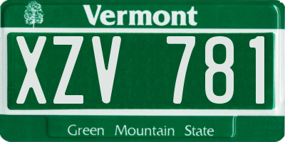 VT license plate XZV781