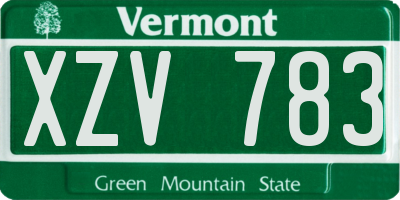 VT license plate XZV783