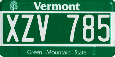 VT license plate XZV785