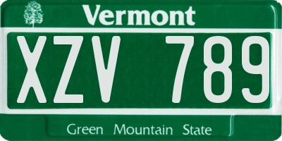 VT license plate XZV789