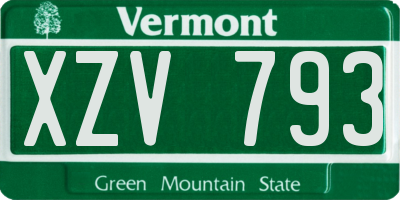 VT license plate XZV793