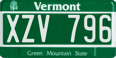 VT license plate XZV796