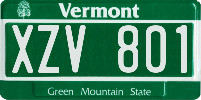 VT license plate XZV801