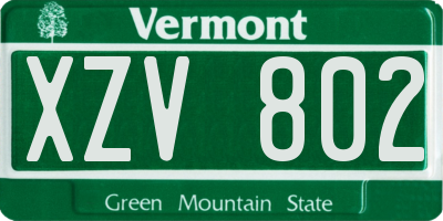 VT license plate XZV802