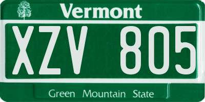 VT license plate XZV805