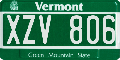 VT license plate XZV806