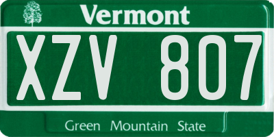 VT license plate XZV807