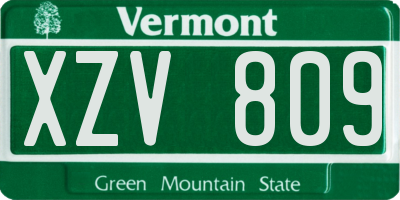 VT license plate XZV809