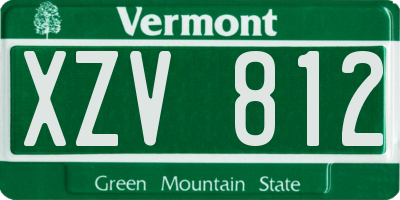 VT license plate XZV812