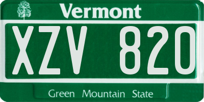 VT license plate XZV820