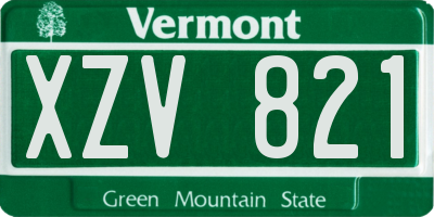 VT license plate XZV821