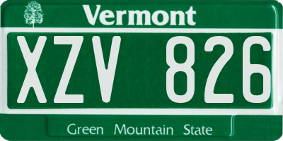 VT license plate XZV826