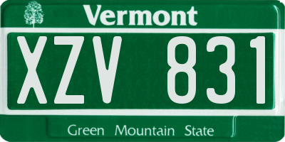 VT license plate XZV831