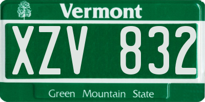VT license plate XZV832