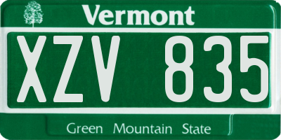 VT license plate XZV835