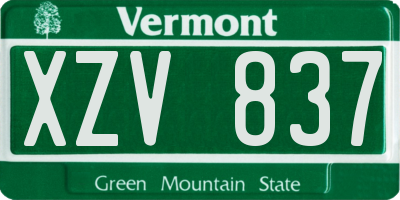 VT license plate XZV837