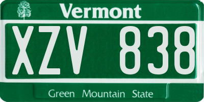 VT license plate XZV838