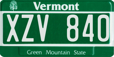 VT license plate XZV840